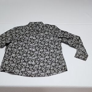 Club Room Black Button-Down Shirt with White Floral Print